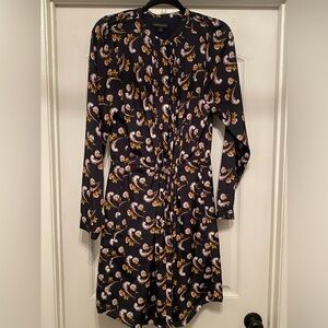 Banana Republic Black Floral Long Sleeve Dress